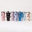 Ver imagem 1 de Copo Térmico Ms-931 1200ml com Estampas Florais - Aço Inox com Tampa Emborrachada:Variado