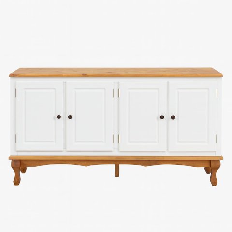 Balcão Buffet 4 Potas  Estilo Farmhouse - Branco