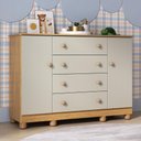 Ver imagem 1 de Cômoda Infantil 125cm 2 Portas e 4 Gavetas Allegra Multimóveis Mp4445 Madeirado/off White