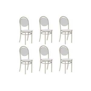 Kit 6 Cadeiras de Cozinha 190 Aço 6 Uni Prata/courano Branco - Carraro