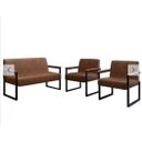 Ver imagem 1 de Conjunto Sofa 1 e 2 Lug Niteroi Courino Marron Preto Fosco