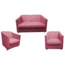 Ver imagem 1 de Kit Namoradeira + 2 Poltronas Decorativa Biane Suede Rosa Pés Cromado Ms Decor