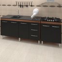 Ver imagem 2 de Balcao Pia 160cm e Cooktop 4 Bocas Savana Preto Mobbs