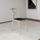 Ver imagem 4 de Kit 2 Cadeiras Katrina Assento Corano Preto Aço Off White Bege