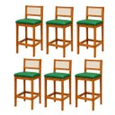 Ver imagem 1 de 6 Banquetas Madeira Copa do Mundo Brasil Estofados Bruna:Mel e Sintetico Verde