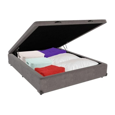 Cama Box Baú Casal Cinza V-store 138x188x44
