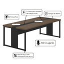 Ver imagem 2 de Mesa Reuniao Escritório 240cm Passa Fio 6 Pessoas Freijó