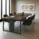 Ver imagem 1 de Mesa Reuniao Escritório 240cm Passa Fio 6 Pessoas Freijó