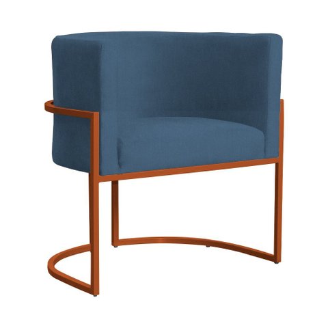 Poltrona Decorativa Luana Suede Royal Base Bronze - Fm