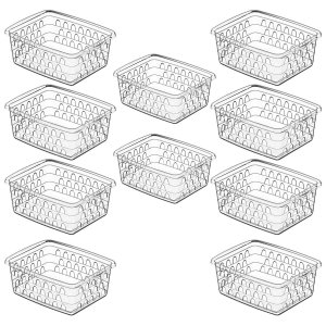 Kit 10 Cesto Caixa Organizador Multiuso Pequeno Transparente 1117 Uninjet