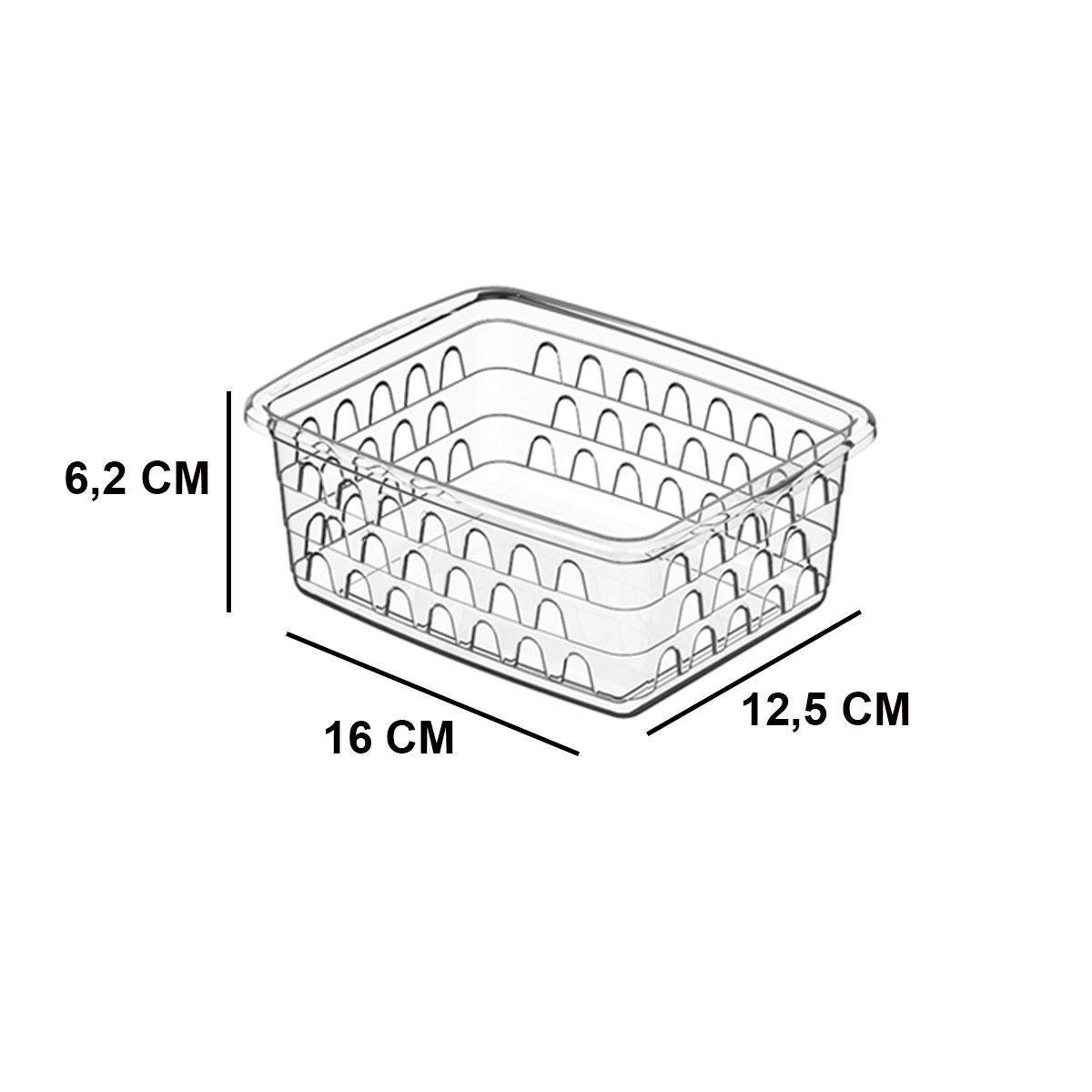 Kit 10 Cesto Caixa Organizador Multiuso Pequeno Transparente 1117 Uninjet - 2