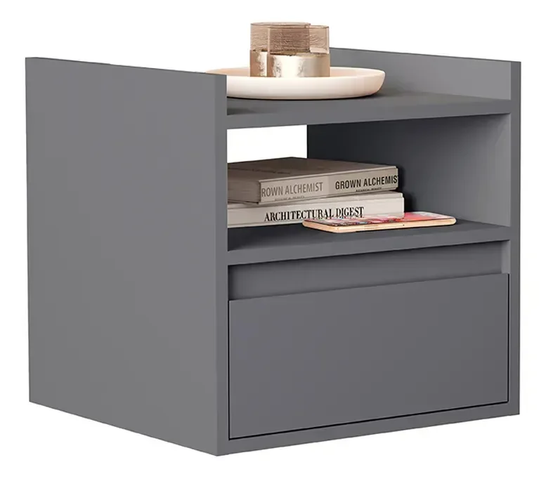 Mesa Cabeceira Minerva Suspensa com 1 Gaveta Qualitare:cinza - 1