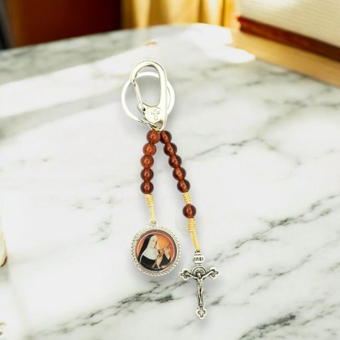 Chaveiro Dezena Santa Rita de Cássia Marrom