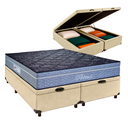 Ver imagem 1 de Cama Box Bau Blindado Queen + Colchão Molas Ensacadas Petrus Paropas