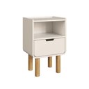 Ver imagem 3 de Mesa de Cabeceira Aura 1 Gaveta MDP Contemporâneo Off White 40cm
