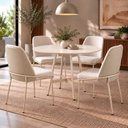 Ver imagem 4 de Mesa de Jantar Redonda Clarice 90 cm Aço Champagne Tampo Off White