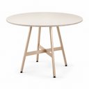 Ver imagem 2 de Mesa de Jantar Redonda Clarice 90 cm Aço Champagne Tampo Off White