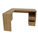 Ver imagem 5 de Escrivaninha Mesa Escritório em L com ME4129 2 Gavetas 135,8cm Amendoa Marrom