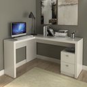 Ver imagem 1 de Escrivaninha Mesa Escritório em L com ME4129 2 Gavetas 135,8cm Branca