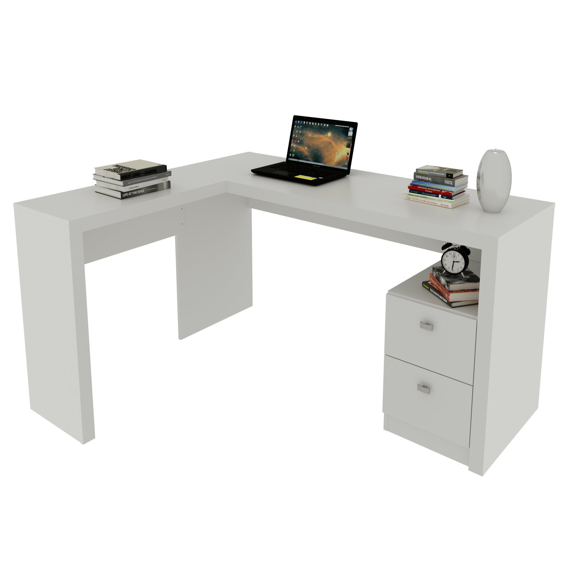 Mesa para Escritório 113x138,5cm em L com 2 Gavetas ME4129 - 4