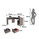 Ver imagem 6 de Escrivaninha Mesa Escritório 113x138,5cm em L com 2 Gavetas ME4129