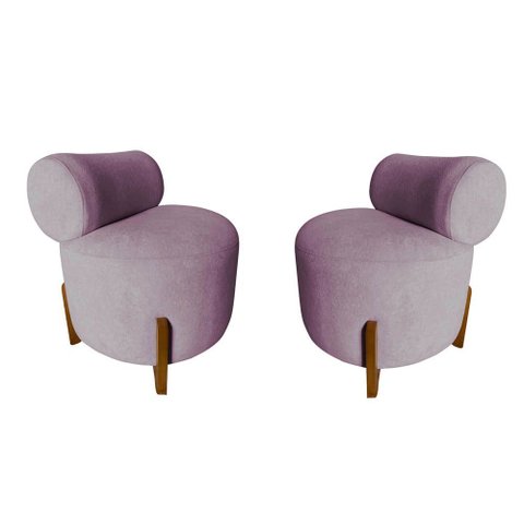 Kit 2 Poltronas Decorativa Mônaco Veludo Rosê