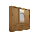 Ver imagem 1 de Guarda Roupa Casal com Espelho 3 Portas 9 Gavetas Meridian D'Doro Cinamomo