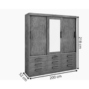 Ver imagem 2 de Guarda Roupa Casal com Espelho 3 Portas 9 Gavetas Meridian D'Doro Cinamomo