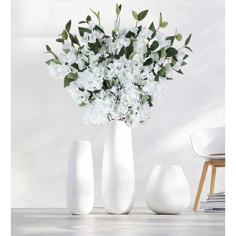 10 Ramos Flores Primavera Bougainville Branco 80cm Artificiais