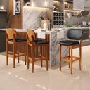 Ver imagem 7 de Kit 03 Banquetas Alta para Cozinha Madeira Fixa Betta L02 Imbuia Couríssimo Preto - Lyam Decor