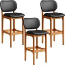 Ver imagem 1 de Kit 03 Banquetas Alta para Cozinha Madeira Fixa Betta L02 Imbuia Couríssimo Preto - Lyam Decor