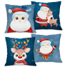 Kit com 4 Capas para Almofadas Natalinas Rena e Noel Cute - 1