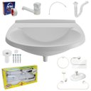 Ver imagem 1 de Pia Lavatório Banheiro 8l + Kit para Banheiro Redondo + Torneira Branca + Sifão Universal Sanfonado