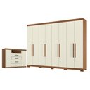 Ver imagem 1 de Guarda Roupa Casal 8 Portas 4 Gavetas Master New com Pés e Cômoda Havana Master Jatobá Areia -