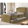 Cama Solteiro Tamires 2 Gavetas Bau com Cama Auxiliar Design Moderno Nature - 1