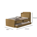 Ver imagem 2 de Cama Solteiro Tamires 2 Gavetas Bau com Cama Auxiliar Design Moderno Nature