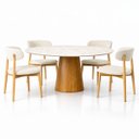 Ver imagem 3 de Mesa de Jantar Cone Oval 160x90 Cm Base Madeira Freijó Tampo Calacato Bronzeado