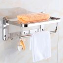 Ver imagem 2 de Toalheiro Prateleira Dobravel Kit 30 Uni Inox Porta Toalhas Suporte Armazenamento Gancho Banheiro Qu