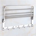 Ver imagem 1 de Toalheiro Prateleira Dobravel Kit 30 Uni Inox Porta Toalhas Suporte Armazenamento Gancho Banheiro Qu