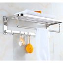 Ver imagem 4 de Toalheiro Prateleira Dobravel Kit 30 Uni Inox Porta Toalhas Suporte Armazenamento Gancho Banheiro Qu