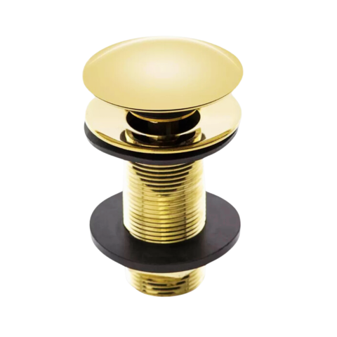 Válvula Click para Cuba Pia 7/8 Redonda Fechamento Total Banheiro Lavabo Dourado Brilhante Metal