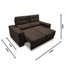 Ver imagem 4 de Sofá Retrátil Reclinável 3 lugares 1,80m Rubia Suede Marrom