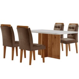 Sala de Jantar Mesa Olímpia 120CM MDF Canto Copo com 4 Cadeiras Carol Moderna - 2