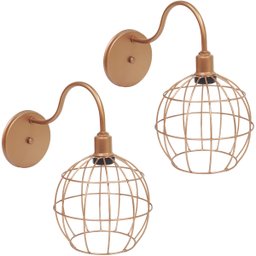 2 Luminárias Arandela de Parede Aramada Globo Industrial Retro Cobre Rose Gold Agp Ilumini Vintage - 1