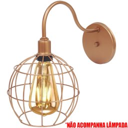 2 Luminárias Arandela de Parede Aramada Globo Industrial Retro Cobre Rose Gold Agp Ilumini Vintage - 3
