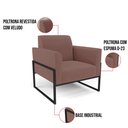 Ver imagem 6 de Kit 2 Poltronas Base Industrial Alta Preto Marisa Veludo D03 - D’Rossi Rose