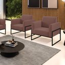 Ver imagem 2 de Kit 2 Poltronas Base Industrial Alta Preto Marisa Veludo D03 - D’Rossi Rose