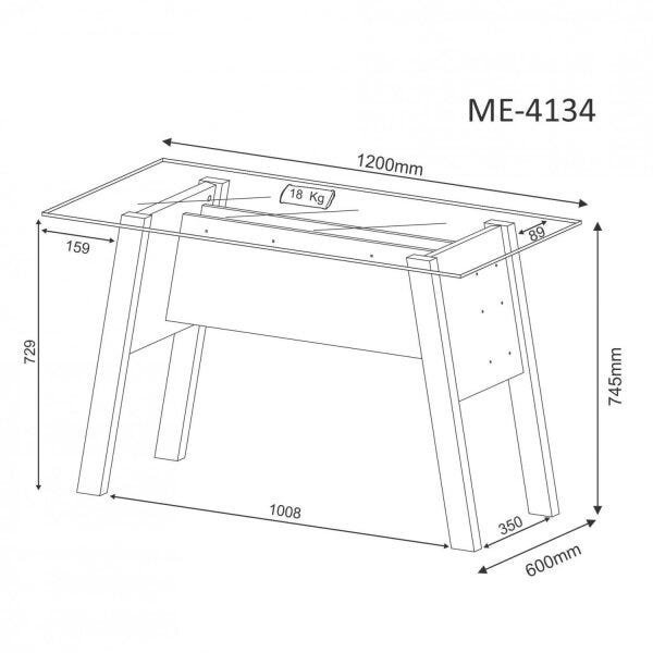 Mesa para Escritório com Tampo Vidro Temperado, Me4134 Tecno Mobili - 3