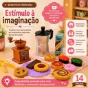Ver imagem 4 de Maquina de Cafe Infantil Kit Cafeteria Moedor Cafeteira Italiana Brinquedo Completo 14 Pecas Mini Co