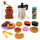 Ver imagem 2 de Maquina de Cafe Infantil Kit Cafeteria Moedor Cafeteira Italiana Brinquedo Completo 14 Pecas Mini Co